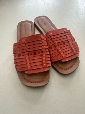 Lucky Brand Women's Rust Braided Slide Sandals